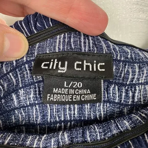 City Chic Blue&White Stripe Off The Shoulder Smocked Midi Dress Sz.L(20) - Picture 7 of 13